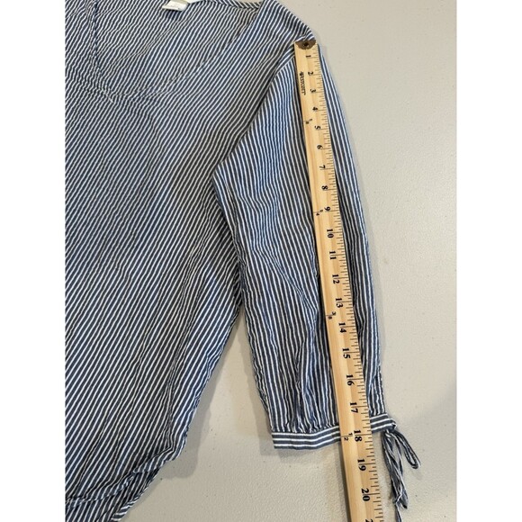 H&M Top Womens 6 Seersucker Striped Coastal Quiet Luxury Old Money Travel Preppy - Picture 6 of 6
